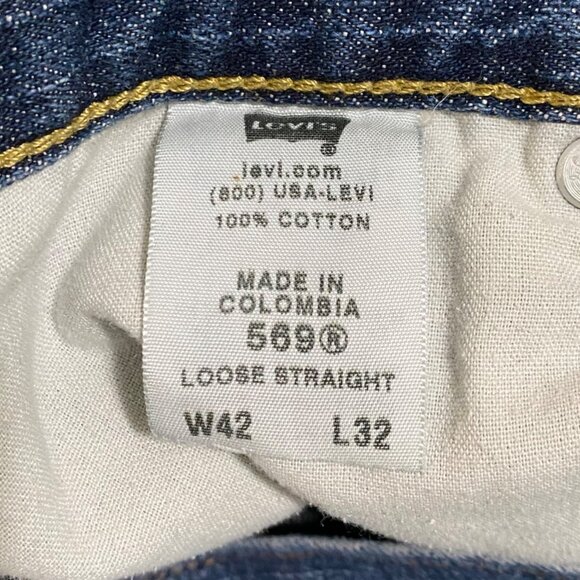 Levi's 569 Loose Straight Mens Jeans 42x32 Boho Hippie Streetwear Modern Casual - Picture 7 of 8